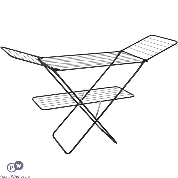 Royalford Black Stainless Steel 2-tier Foldable Clothes & Laundry Airer