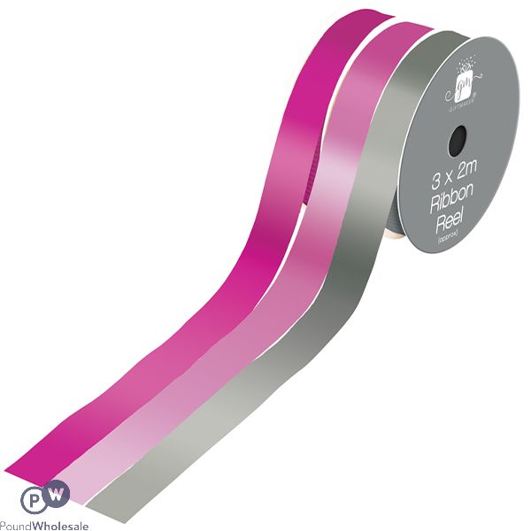 Giftmaker Pink Assorted Colours Ribbon Reel 3 X 2m 