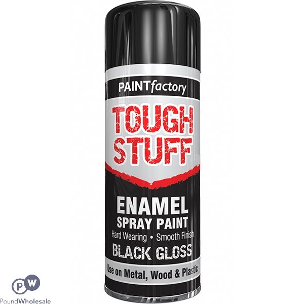 Paint Factory Tough Stuff Enamel Spray Paint Black Gloss 400ml