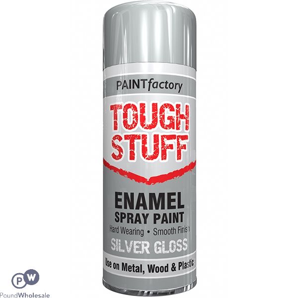 Paint Factory Tough Stuff Enamel Spray Paint Silver Gloss 400ml