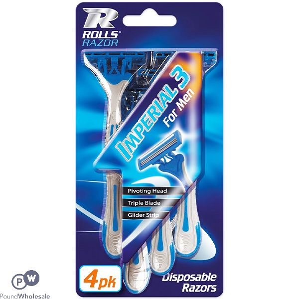 Rolls Razor Imperial 3 For Men Disposable Razors 4 Pack