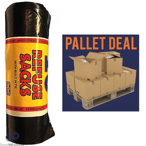 Rm Extra Heavy Duty 180g 10pk Black Refuse Sacks (115l) Pallet Deal