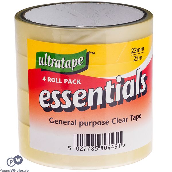 Ultratape General Purpose Clear Tape 4 Pack 22mm X 25m