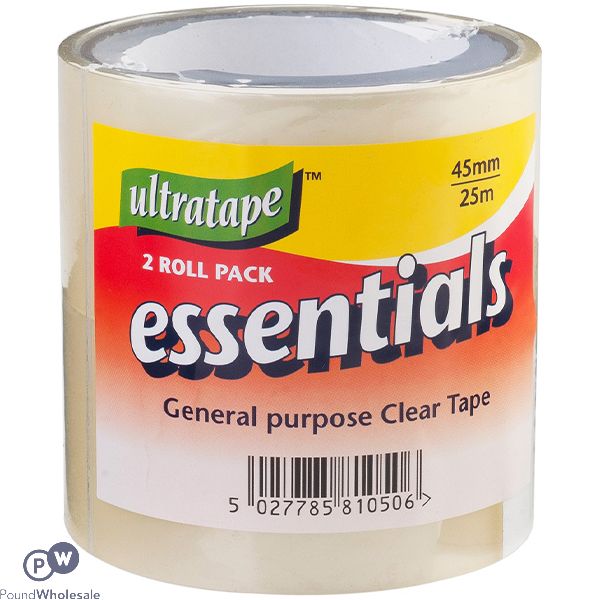 Ultratape General Purpose Clear Tape 2 Pack 45mm X 25m