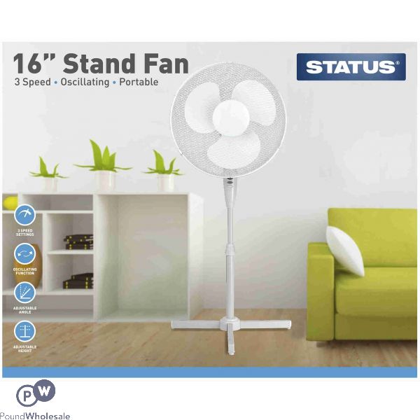 STATUS 16" OSCILLATING 3 SPEED STAND FAN