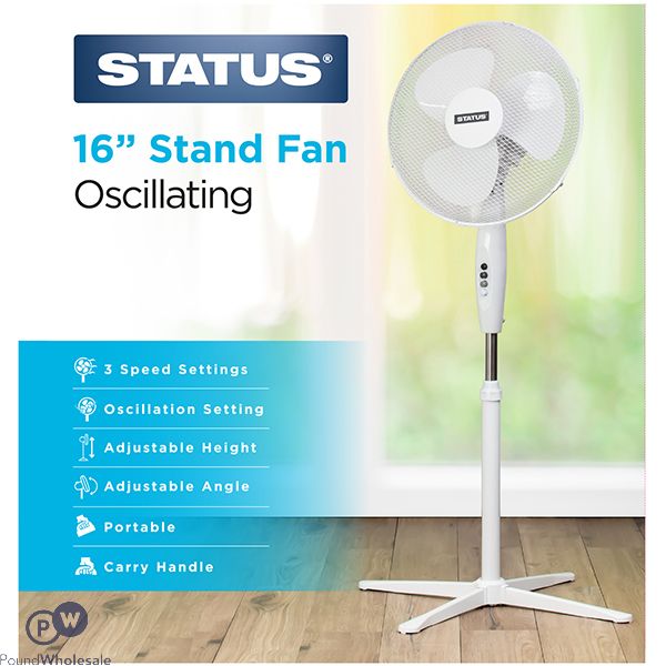 Status 16" Oscillating 3 Speed Stand Fan