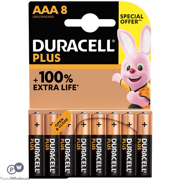 Duracell Plus LR03/MN2400 AAA Batteries 8 Pack