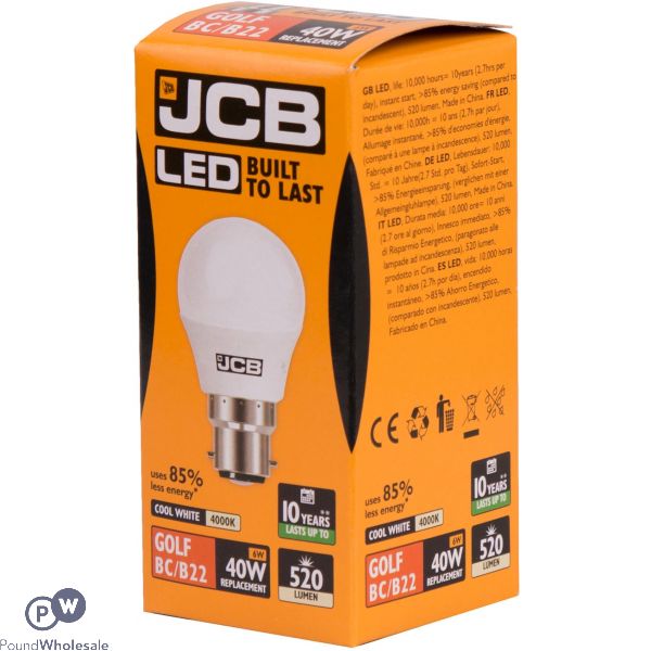 Jcb Led Golf 6w=40w Cool White Bayonet Cap 4000k Box