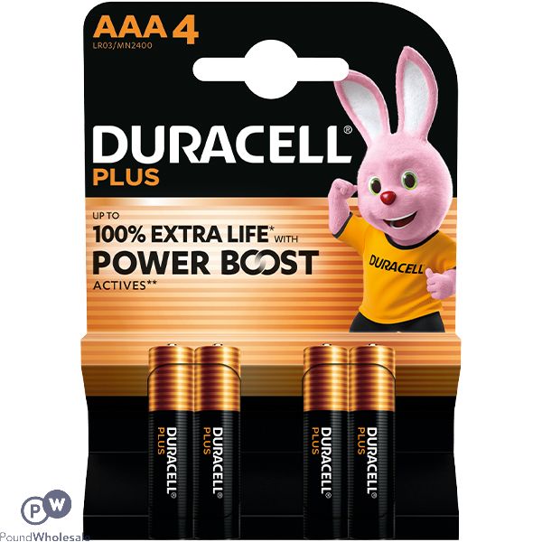Duracell Plus Aaa Lr03/mn2400 Power Boost Batteries 4 Pack