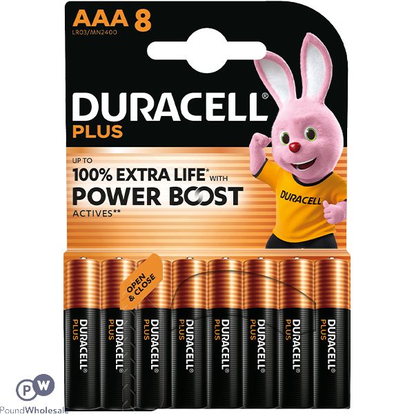 Duracell Plus Aaa Power Boost Lr03/mn2400 Batteries 8 Pack
