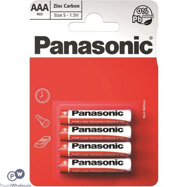 Panasonic 1.5V Zinc Carbon AAA Batteries 4pk