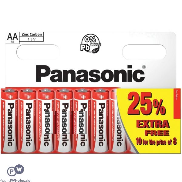 Panasonic Aa R6 Zinc Carbon 1.5v Batteries 10 Pack