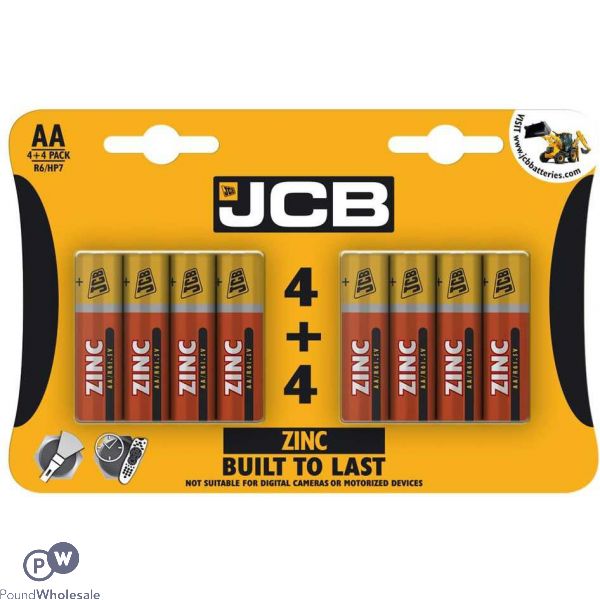 Jcb R6 Aa Zinc Carbon Batteries 8 Pack