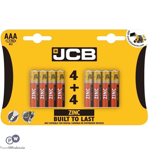 Jcb Zinc R03/um4 Aaa Batteries 4 + 4 Pack