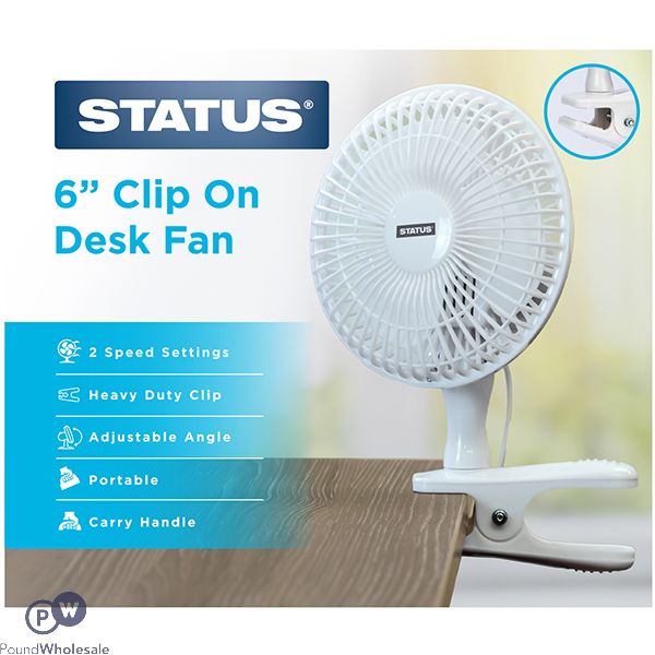 Status 6" White Clip On Fan