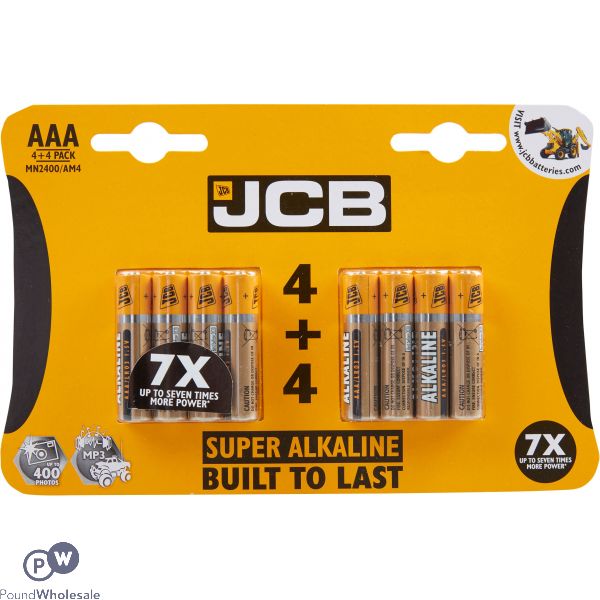 JCB AAA SUPER ALKALINE BATTERIES 8 PACK