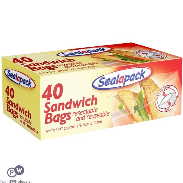 SEALAPACK RESEALABLE SANDWICH BAGS 16.5CM X 15CM 40PC