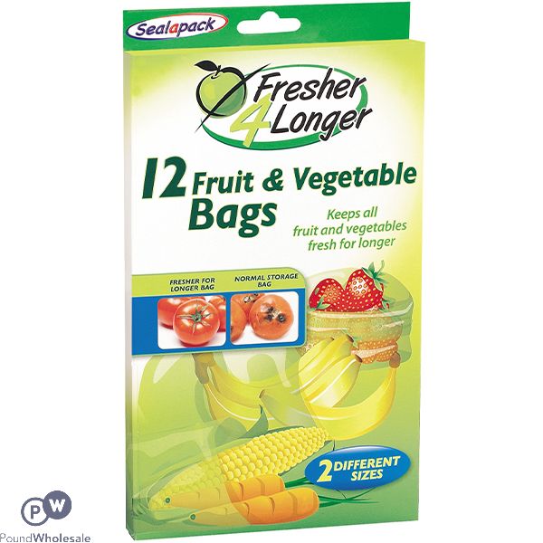 SEALAPACK FRESHER 4 LONGER FRUIT & VEGETABLE BAGS 12 PACK