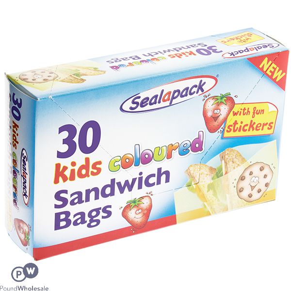 SEALAPACK KIDS COLOURED SANDWICH BAGS 30 PACK