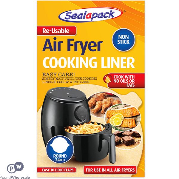 SEALAPACK RE-USABLE NON-STICK ROUND AIR FRYER COOKING LINER 24CM 