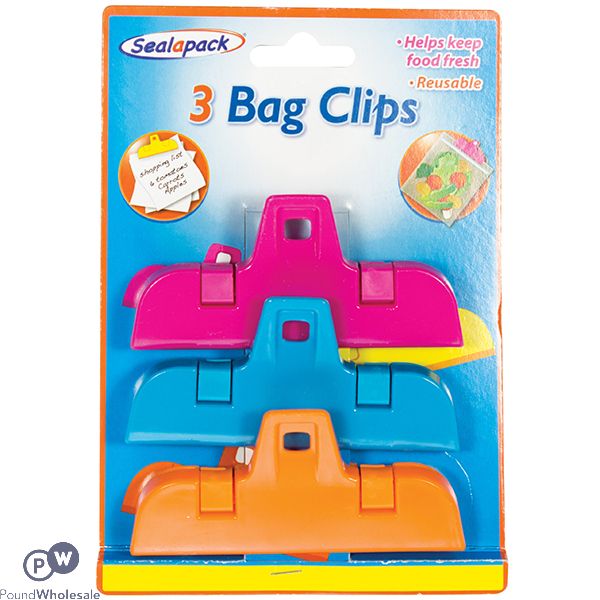 Sealapack Assorted Colour Bag Clips 3 Pack