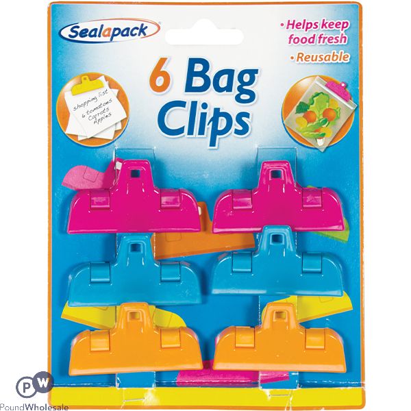 Sealapack Assorted Colour Bag Clips 6 Pack
