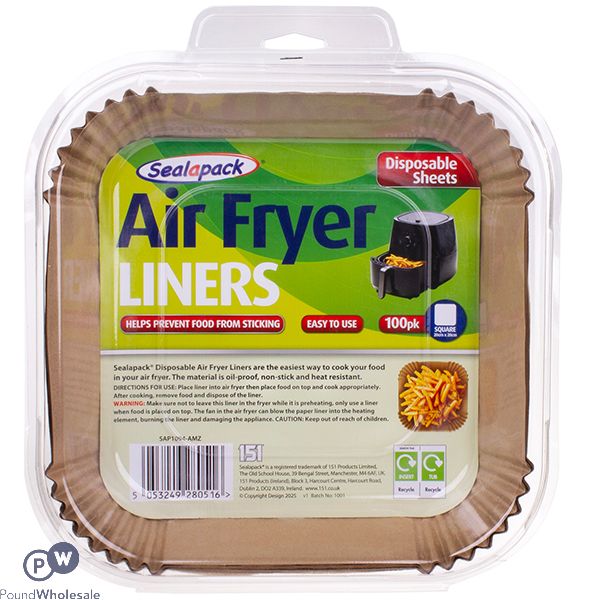 Sealapack 20cm Square Disposable Air Fryer Liners 100 Pack