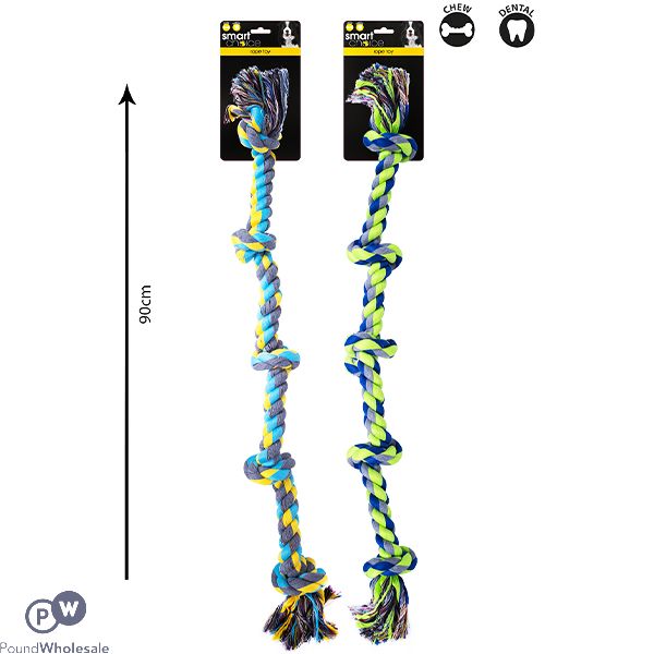 SMART CHOICE LARGE 5 KNOT ROPE TUG DOG TOY ASSORTED COLOURS
