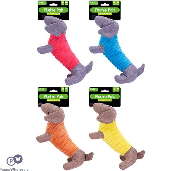 Smart Choice Squeaky Plush Sausage Dog Toy 31cm Assorted Colours