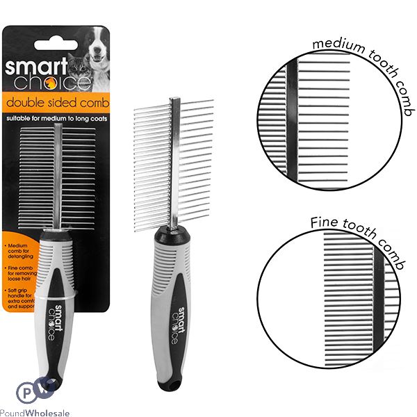 SMART CHOICE DOUBLE-SIDED FINE & MEDIUM TOOTH GROOMING COMB