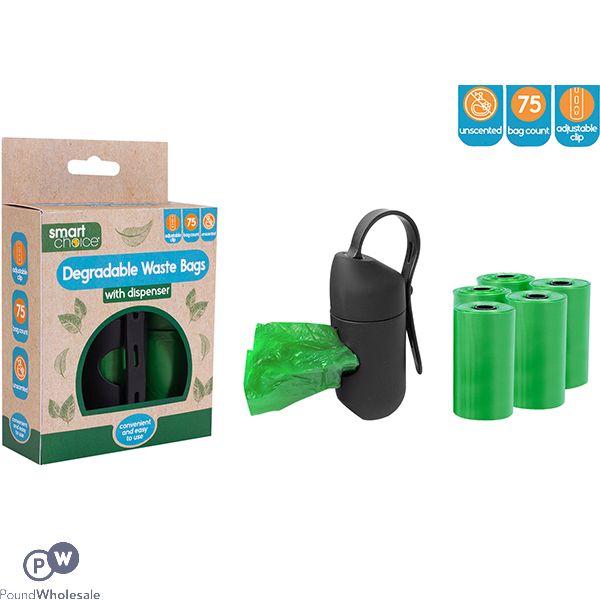 Smart Choice Degradable Dog Poop Bags & Dispenser 5 Pack