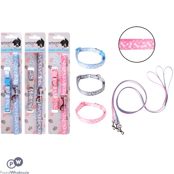 SMART CHOICE SMALL PUPPY COLLAR & LEAD SET ASSORTED COLOURS