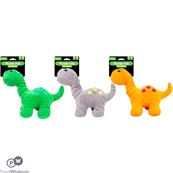 SMART CHOICE SQUEAKY PLUSH DINOSAUR DOG TOY ASSORTED COLOURS