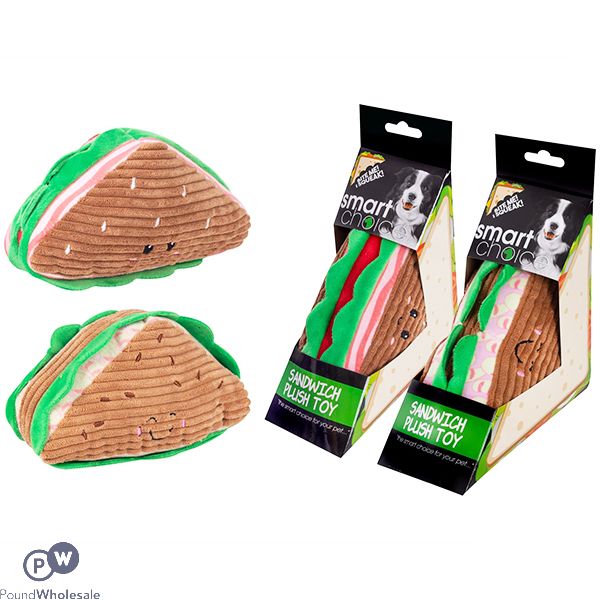 Smart Choice Squeaky Plush Sandwich Dog Toy Assorted