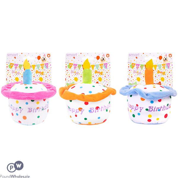 Smart Choice Birthday Cake Squeaker Plush Dog Toy Assorted Colours