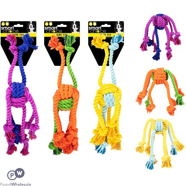 SMART CHOICE SPIDER ROPE TUG DOG TOY 40CM ASSORTED COLOURS