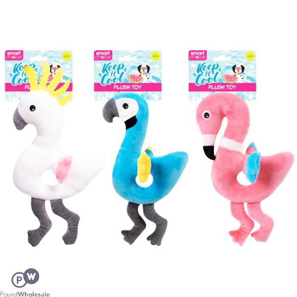 SMART CHOICE SUMMER BIRD SQUEAKY PLUSH DOG TOY ASSORTED COLOURS