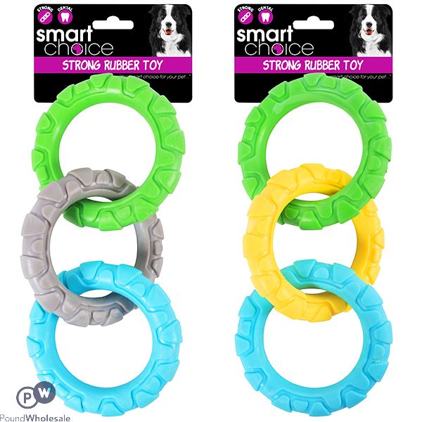 Smart Choice Rubber Ring Dog Toy Assorted Colours 20cm X 9cm