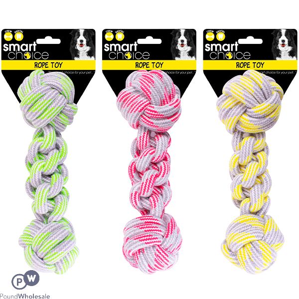 Smart Choice Dumbbell Rope Tug Dog Toy Assorted Colours 25cm