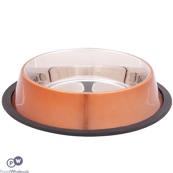 SMART CHOICE COPPER STAINLESS STEEL ANTI-SKID PET BOWL 400ML