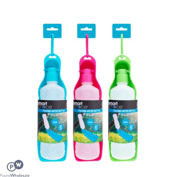 SMART CHOICE SUMMER FOLDING PET WATER BOTTLE 500ML ASSORTED COLOURS