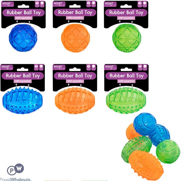 Smart Choice Strong Rubber Squeaky Dog Toy Assorted
