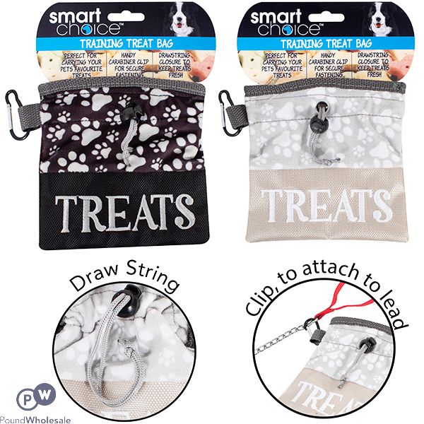 Smart Choice Paw Print Training Pet Treat Bag 15cm Assorted Colours