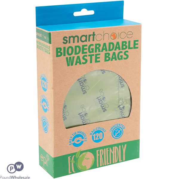 Smart Choice Eco-Friendly Biodegradable Tie Handle Poop Bags 120 Pack