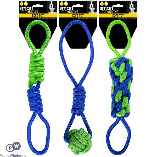 SMART CHOICE GREEN & BLUE ROPE TUG DOG TOY 45CM ASSORTED