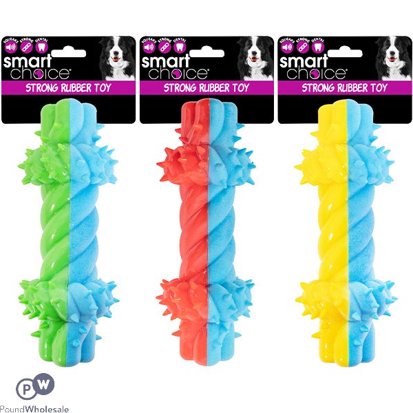 Smart Choice Squeaky Spiky Rubber Foam Dog Toy 16cm Assorted Colours