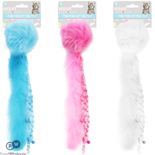 Smart Choice Fluffy Tail Jingle Plush Kitten Toy 30cm Assorted Colours