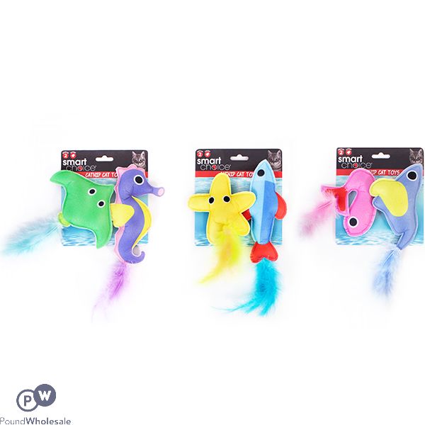 Smart Choice Felt Feather Catnip Ocean Cat Toy 2 Pack Assorted