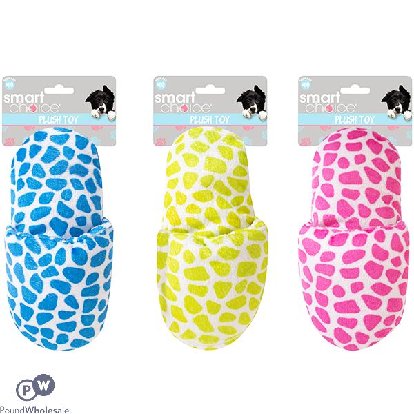 Smart Choice Giraffe Print Squeaky Plush Slipper Puppy Toy 19cm Assorted Colours