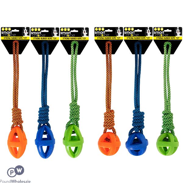 Wholesale Smart Choice Rubber & Rope Tug Dog Toy 50cm Assorted Colours